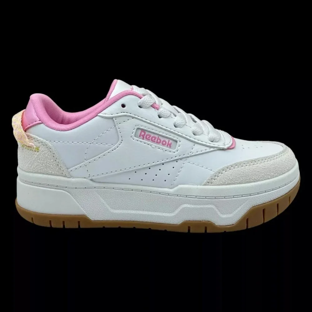 Reebok Tech Geo Little Girls Casual Sneakers Size 13 White/Beige/Pink‎ Lace up
